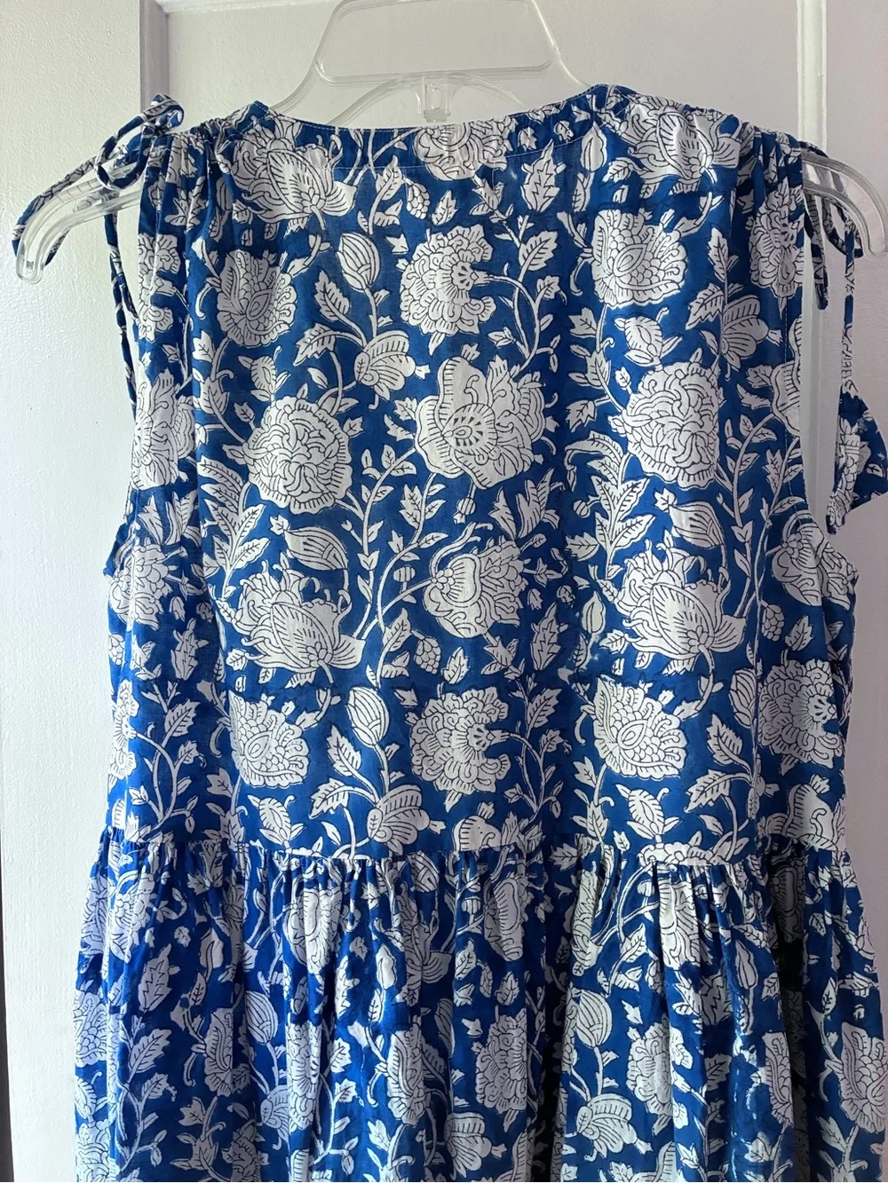 Women’s Hand-block Print Blue Floral Print Summer Dress